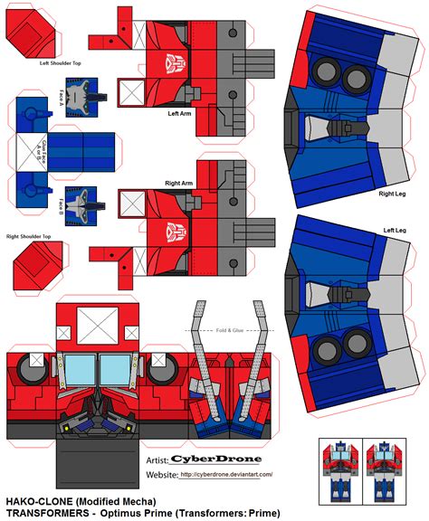 Optimus Prime Cardboard Costume Template