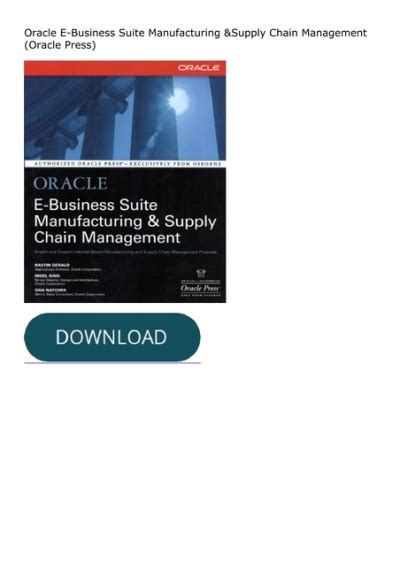 Oracle E-Business Suite Manufacturing and Supply Chain Management Oracle Press Doc