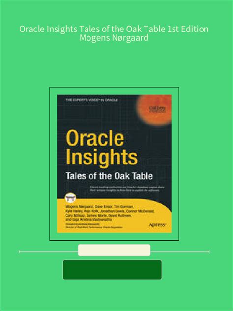 Oracle Insights Tales of the Oak Table 1st Corrected Edition, 2nd Printing Epub