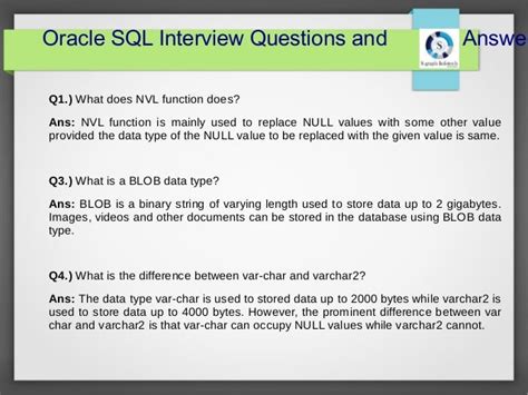 Oracle Sql Interview Questions And Answers For Freshers Doc