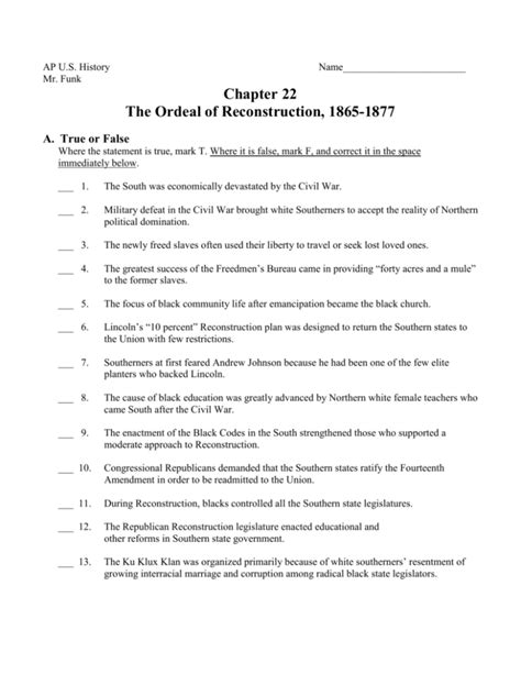 Ordeal Of Reconstruction Packet Answers PDF