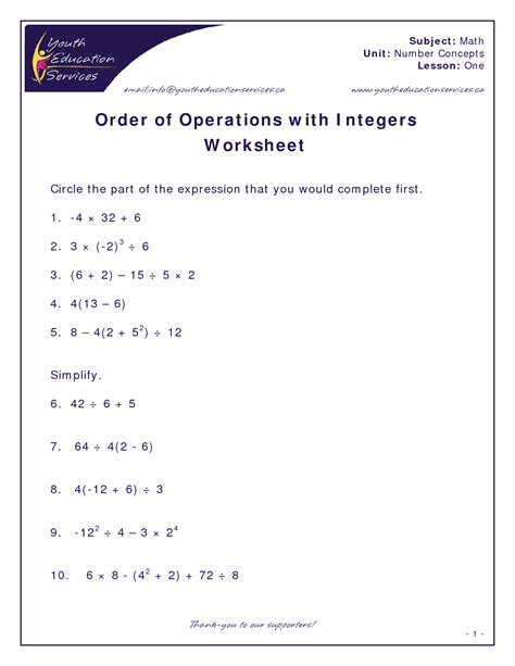 Order Of Operations Worksheets 8th Grade With Answers Reader