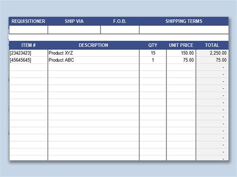 Order Sheet Excel Template