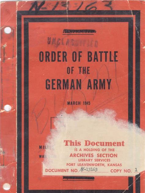 Order of Battle of the German Army - March 1945.rar Ebook Kindle Editon