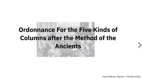 Ordonnance for the Five Kinds of Columns after the Method of the Ancients Doc