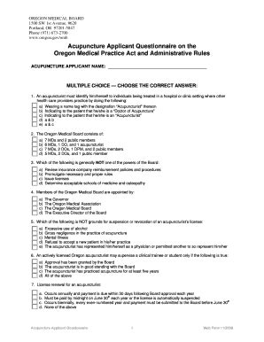 Oregon Medical Practice Act Questionnaire Answers Reader