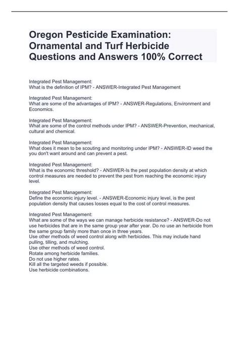 Oregon Pesticide Test Answers Epub