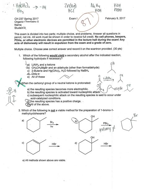 Organic Chemistry 2 Final Exam Answer Key PDF