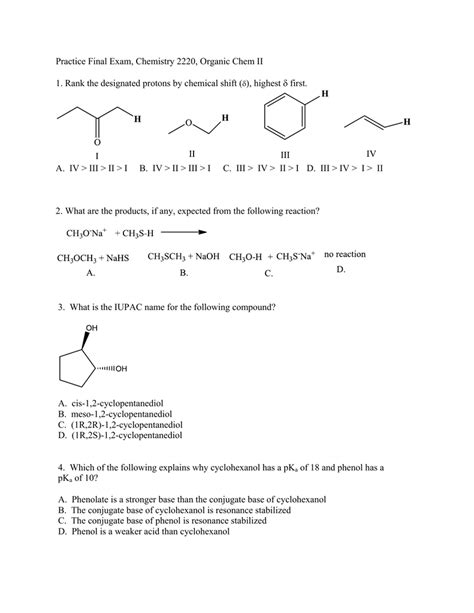 Organic Chemistry 2 Final Exam Answer Key PDF