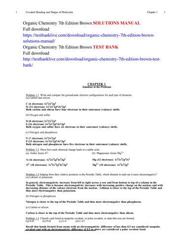 Organic Chemistry 7th Edition Brown Solutions Manual Epub
