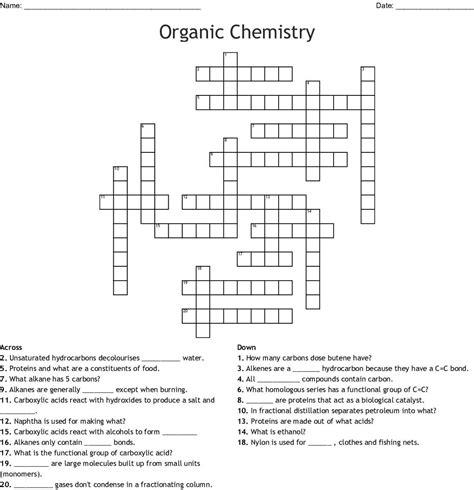 Organic Chemistry Crossword Answers Reader