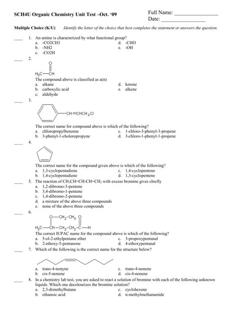 Organic Chemistry Test Bank Questions With Answers Doc