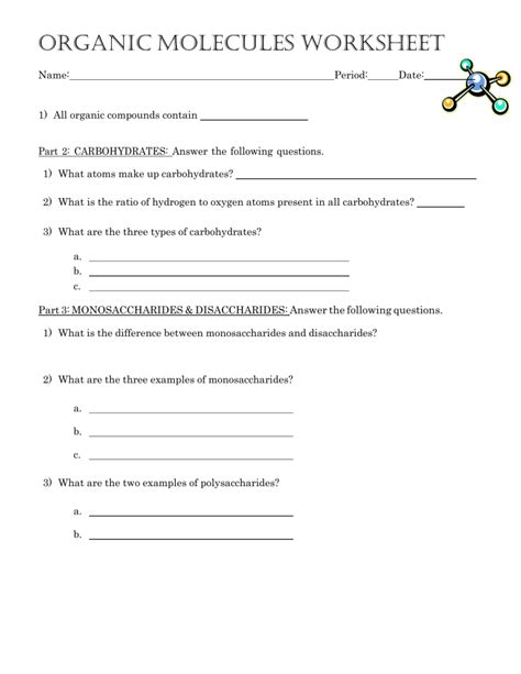 Organic Molecules Worksheet Answers Epub