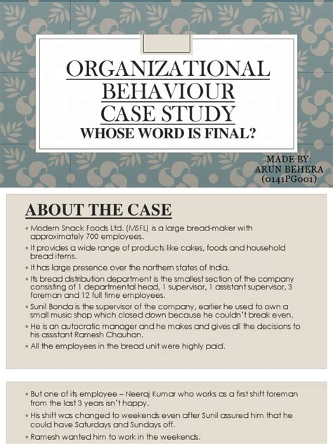 Organizational Behavior Case Study Answers Bing Doc