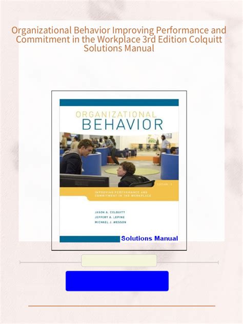 Organizational Behavior Colquitt 3rd Edition Pdf Reader