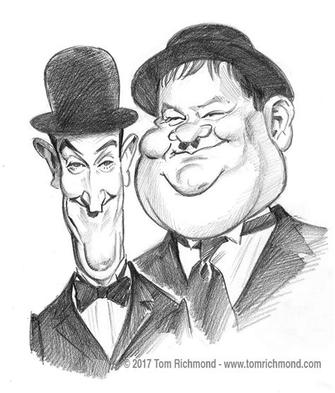 Original Art Comical Head Sketches Laurel and Hardy