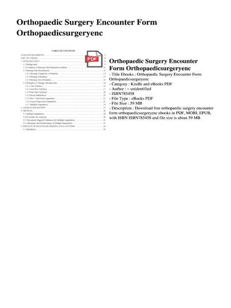 Orthopaedic Surgery Encounter Form Orthopaedicsurgeryenc Ebook Reader
