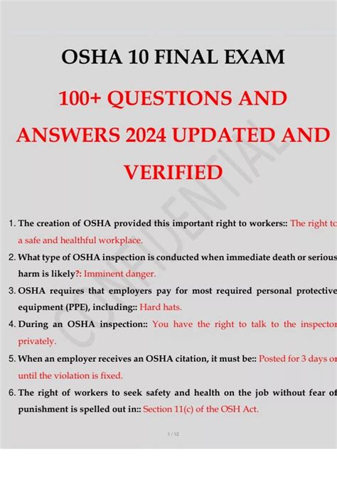 Osha 10 Questions And Answers Reader