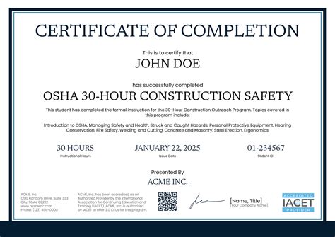 Osha 30 Certificate Template
