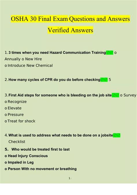 Osha 30 Test Questions And Answers Ebook Epub