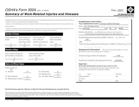 Osha 300a Form Printable