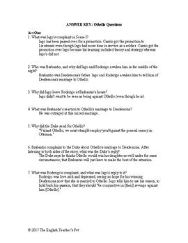 Othello Study Guide Questions Answers Doc