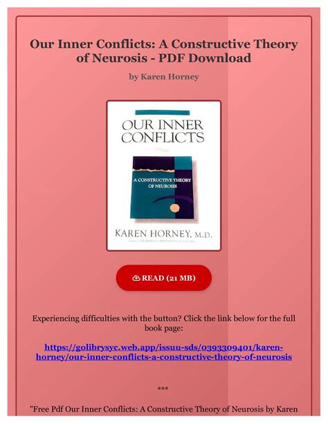 Our Inner Conflicts A Constructive Theory of Neurosis Epub