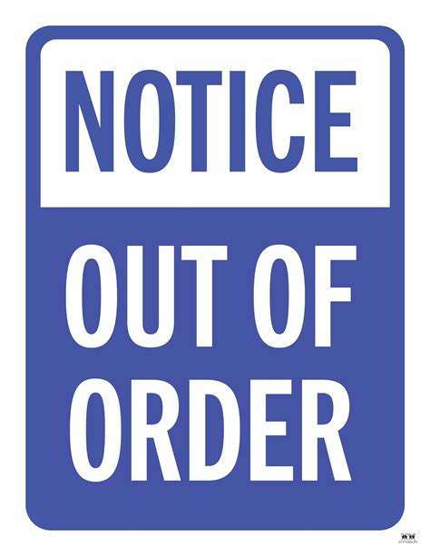 Out Order Sign Printable