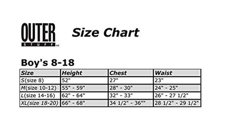 Outerstuff Youth Size Chart