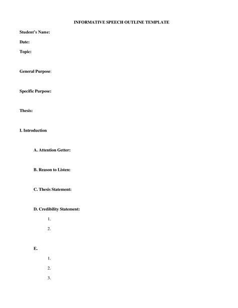 Outline For A Speech Template