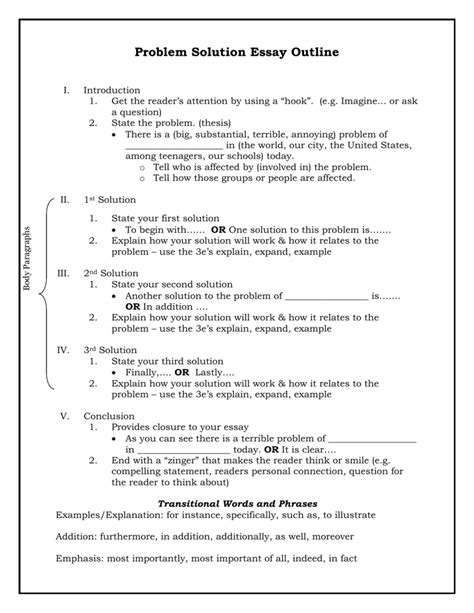 Outline For Problem Solution Essay Doc