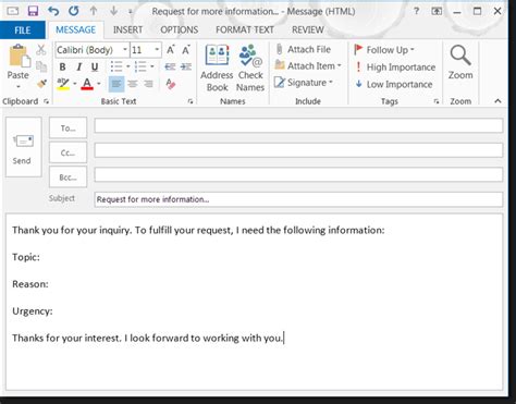 Outlook Template Emails