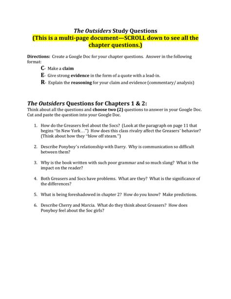 Outsiders Discussion Questions Answers Epub