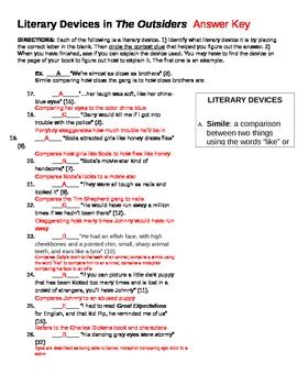 Outsiders Literary Skills Answer Key Reader