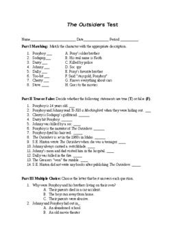 Outsiders Test And Answer Key Doc