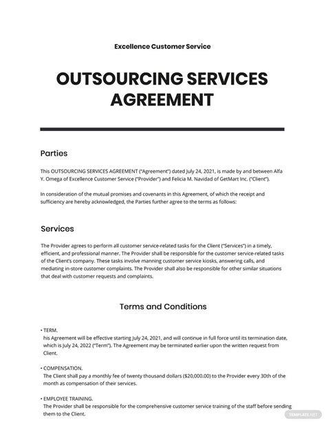 Outsourcing Services Contract Template
