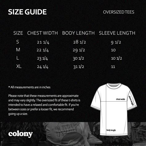 Oversized Fit T-Shirt Chart: Find Your Perfect Fit