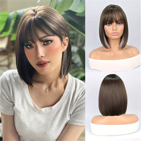 Overview: Straight Brown Wigs With Bangs