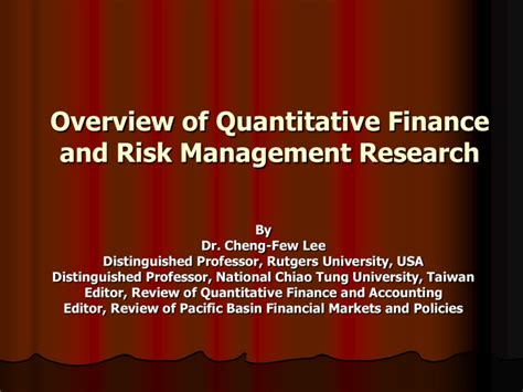 Overview of Quantitative Finance