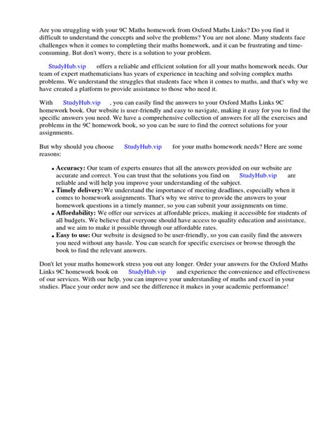 Oxford 9c Maths Links Answers Homework Doc