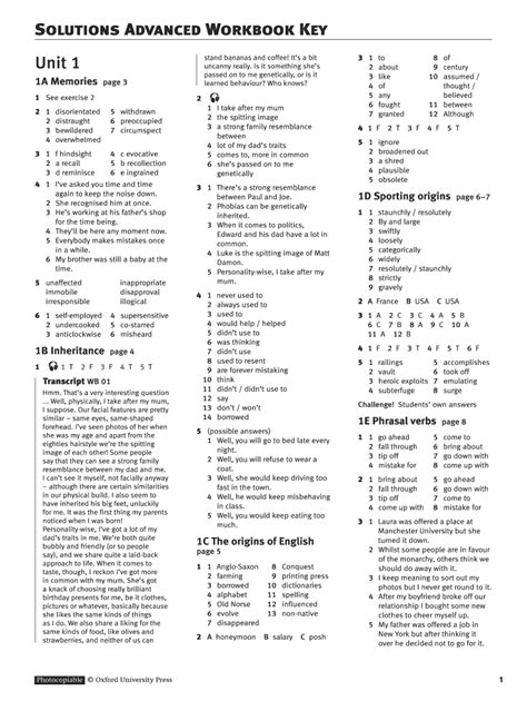 Oxford Solutions Advanced Student Answer Key Doc