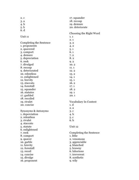 Oxford Vocab Answers Level D Doc