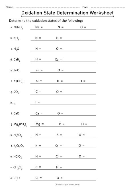 Oxidation State Worksheet And Answers Epub