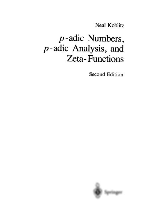 P-adic Numbers, p-adic Analysis, and Zeta-Functions Corrected 2nd Printing Epub