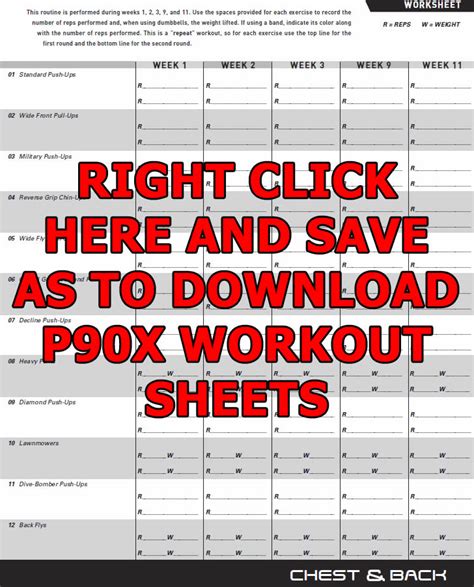 P90x Workout Sheets Printable