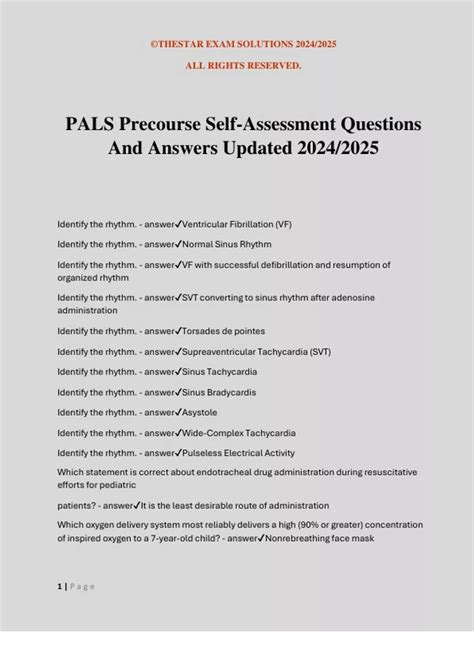 PALS Precourse Self-Assessment: 5 Questions to Test Your Skills