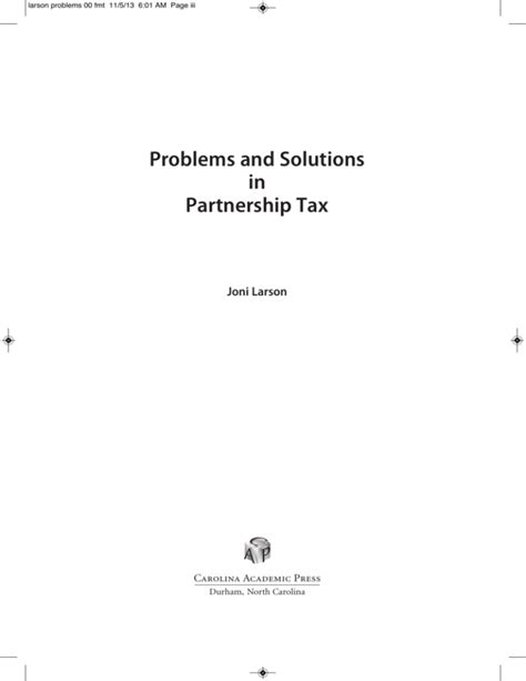 PARTNERSHIP TAXATION PROBLEMS AND ANSWERS Ebook Epub