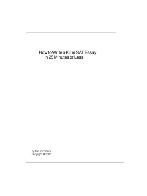 PDF How to Write a Killer SAT Essay in 25 Minutes or Less Doc