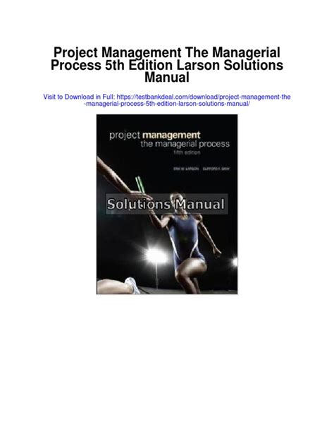 PDF Project Management 5th Edition Larson Solutions Manual PDF