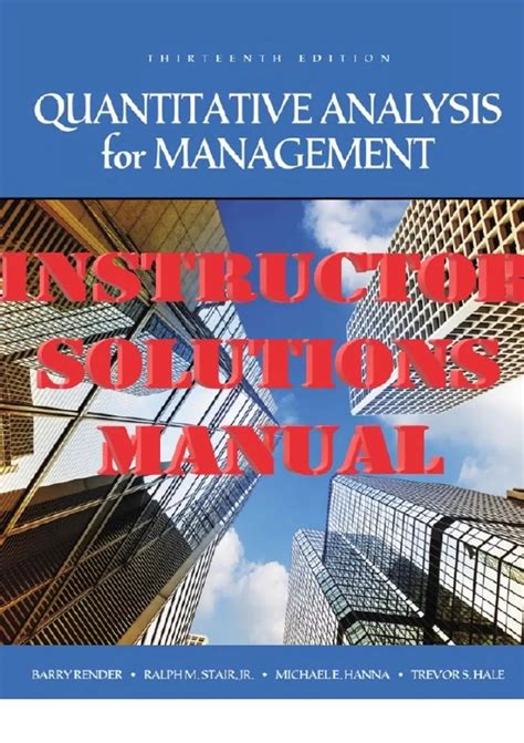 PDF SOLUTIONS MANUAL QUANTITATIVE ANALYSIS FOR MANAGEMENT Ebook Epub